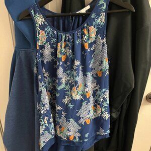 DR2 Oriental Style Blue Sleeveless Blouse